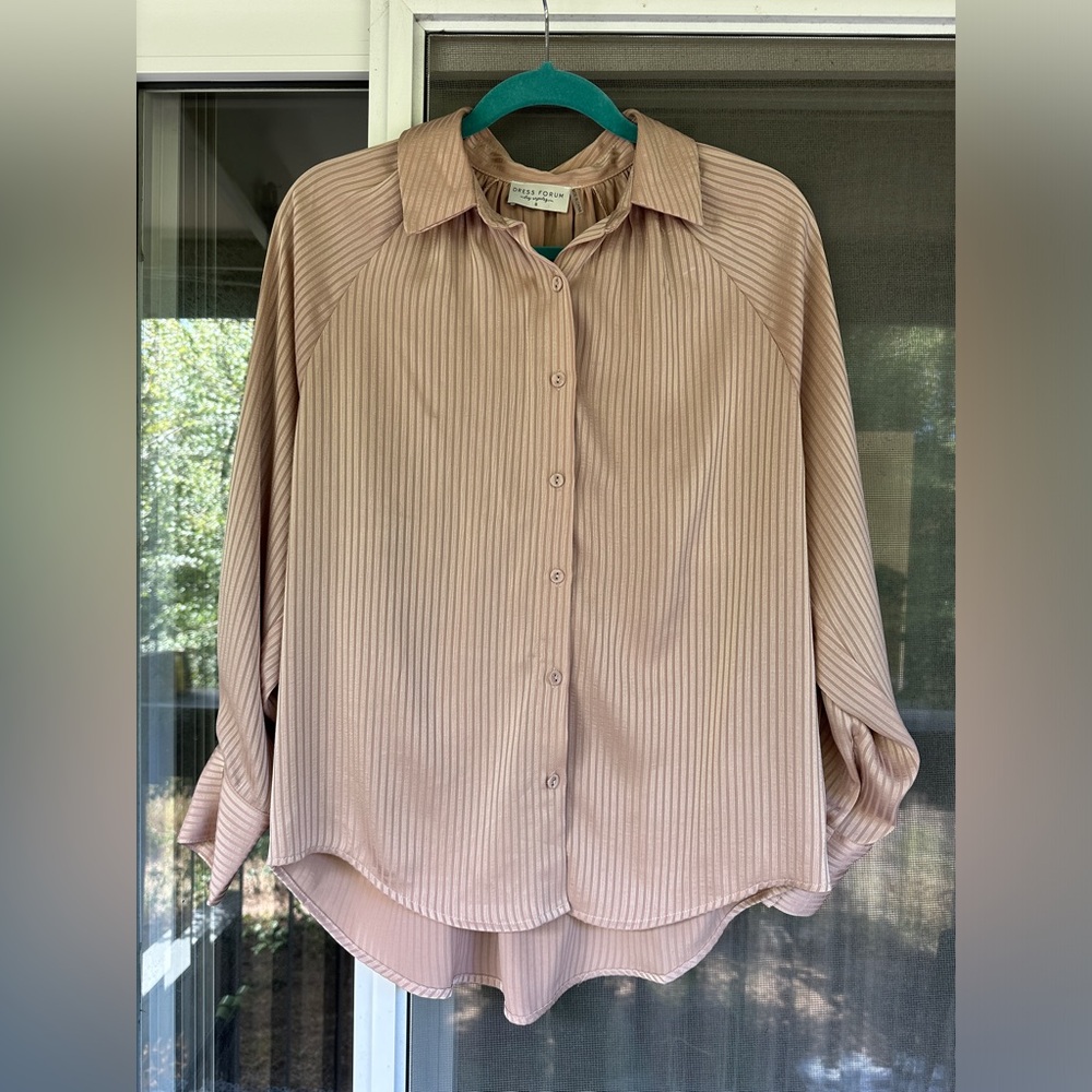 Silky button-down dress shirt